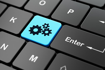 Image showing Marketing concept: Gears on computer keyboard background