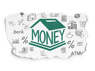 Image showing Currency concept: Money Box on Torn Paper background