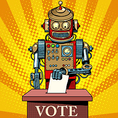 Image showing Robot the voter vote on election day