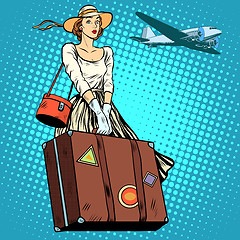 Image showing girl travel suitcase airport