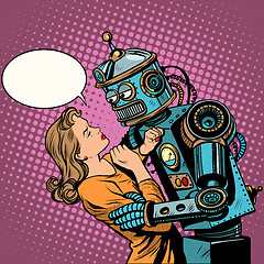 Image showing Robot woman love computer technology