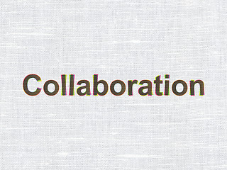 Image showing Business concept: Collaboration on fabric texture background