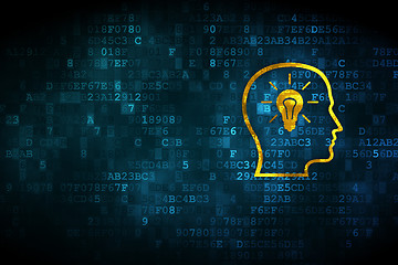 Image showing Data concept: Head With Lightbulb on digital background