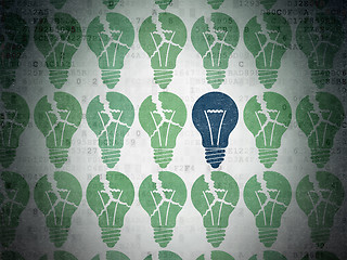 Image showing Finance concept: light bulb icon on Digital Paper background