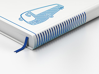 Image showing Travel concept: closed book, Bus on white background