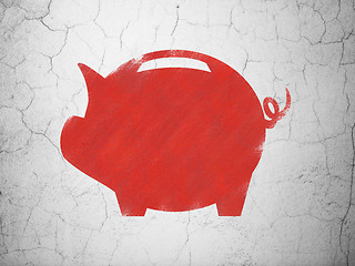 Image showing Currency concept: Money Box on wall background