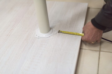 Image showing carpenter worker measuring