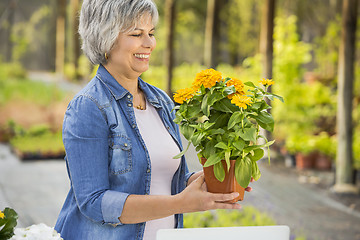 Image showing Working in a flower shop