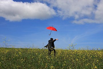 Image showing Flying umbrella