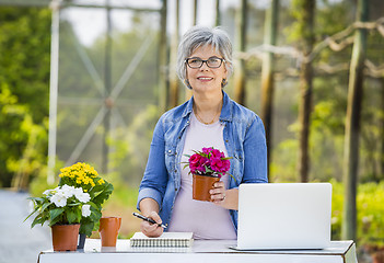 Image showing Working in a flower shop