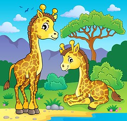 Image showing Giraffes in nature theme image 1