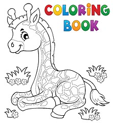 Image showing Coloring book young giraffe theme 1