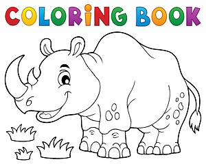 Image showing Coloring book rhino theme image 1