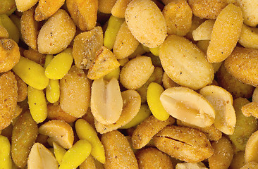 Image showing Fresh mixed salted nuts for backgrounds