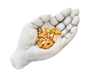 Image showing Fresh mixed salted nuts in a bowl (hand), peanut mix