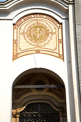 Image showing abstract  church door    in    column  the milano old      close