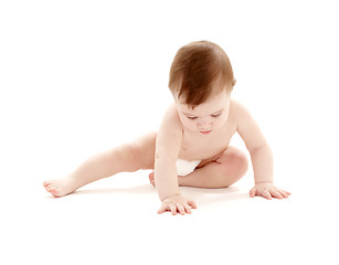 Image showing sitting baby boy in diaper