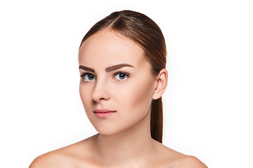 Image showing The beautiful face of young woman with cleanf fresh skin 