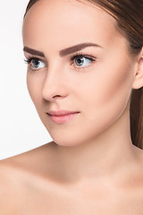 Image showing The beautiful face of young woman with cleanf fresh skin 