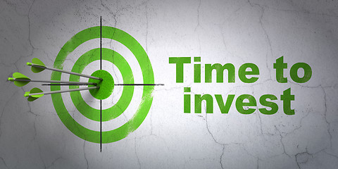 Image showing Time concept: target and Time To Invest on wall background