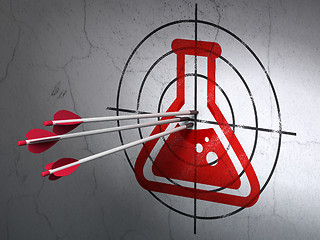 Image showing Science concept: arrows in Flask target on wall background