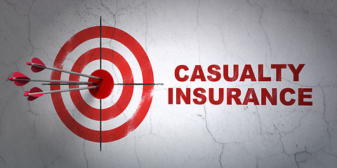 Image showing Insurance concept: target and Casualty Insurance on wall background