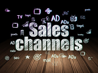 Image showing Marketing concept: Sales Channels in grunge dark room