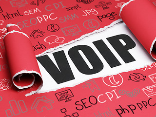 Image showing Web design concept: black text VOIP under the piece of  torn paper