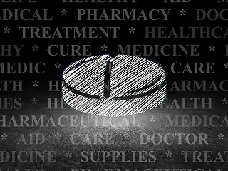 Image showing Medicine concept: Pill in grunge dark room