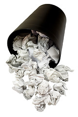 Image showing Spilled wastepaper basket full of crumpled paper

