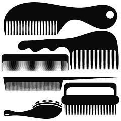 Image showing Set of Different Combs Silhouettes