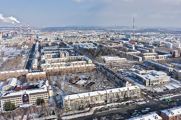 Image showing Residential district with TV towers. Tyumen.Russia