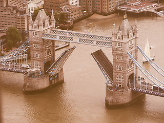 Image showing Retro looking Aerial view of London