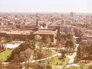 Image showing Retro looking Milan aerial view