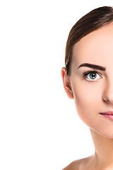 Image showing The beautiful face of young woman with cleanf fresh skin 