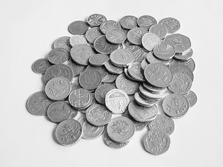 Image showing Black and white Pound coins