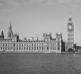 Image showing Black and white Houses of Parliament in London