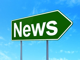 Image showing News concept: News on road sign background