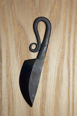 Image showing traditional finnish knife puukko on wood