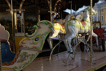 Image showing traditional carousel at Christmas market in Helsinki