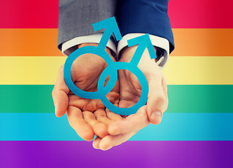 Image showing close up of happy male gay couple with love symbol