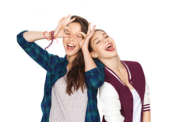 Image showing happy smiling pretty teenage girls having fun