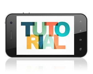 Image showing Education concept: Smartphone with Tutorial on  display