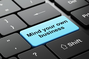 Image showing Business concept: Mind Your own Business on computer keyboard background
