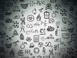 Image showing Digital background: Digital Paper with  Hand Drawn Science Icons