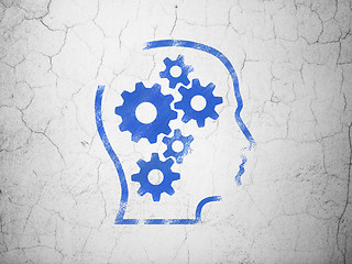 Image showing Marketing concept: Head With Gears on wall background