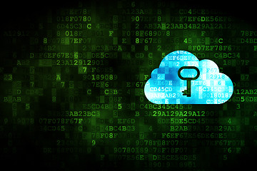 Image showing Cloud networking concept: Cloud With Key on digital background