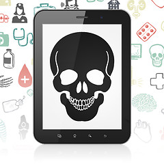 Image showing Health concept: Tablet Computer with Scull on display