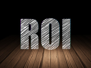 Image showing Business concept: ROI in grunge dark room