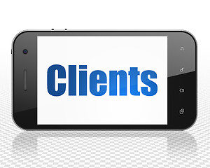 Image showing Business concept: Smartphone with Clients on display